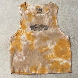Ford tie dye cropped high neck tank top